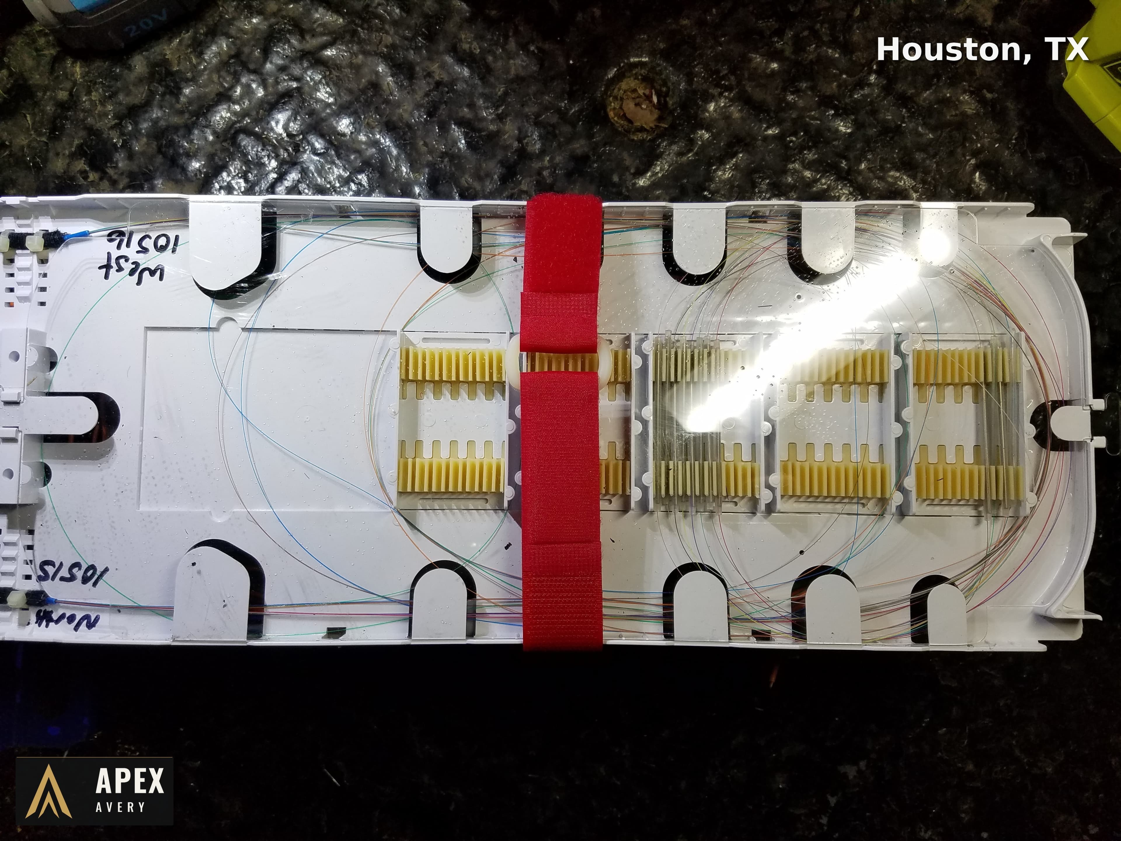Completed splice tray on plant